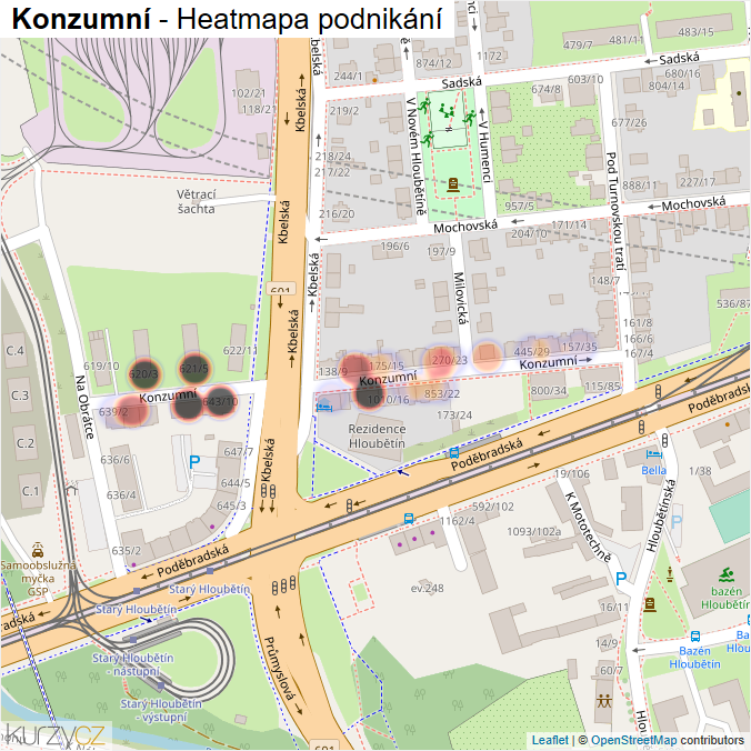 Mapa Konzumní - Firmy v ulici.