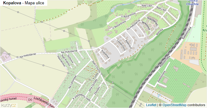 Kopalova - mapa ulice