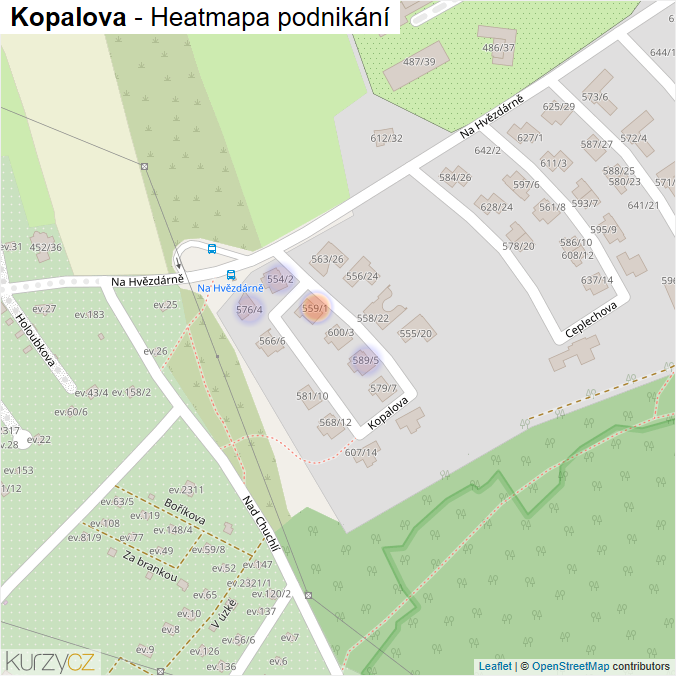 Mapa Kopalova - Firmy v ulici.