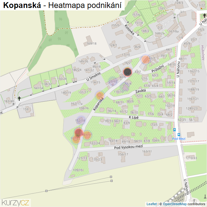 Mapa Kopanská - Firmy v ulici.
