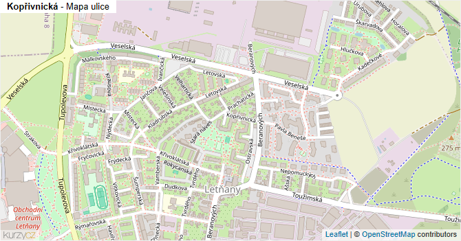 Kopřivnická - mapa ulice