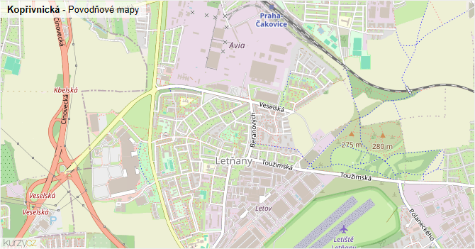 Kopřivnická - záplavové mapy stoleté vody