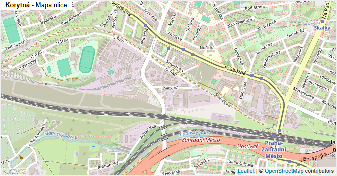 Korytná - mapa ulice