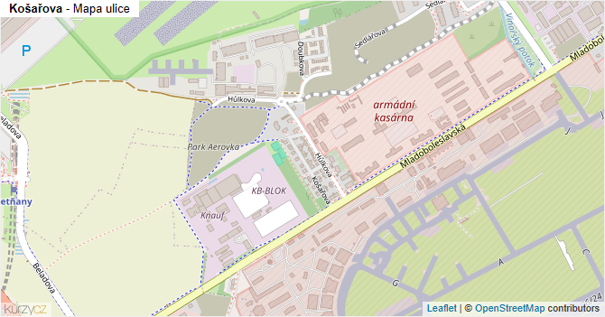 Košařova - mapa ulice
