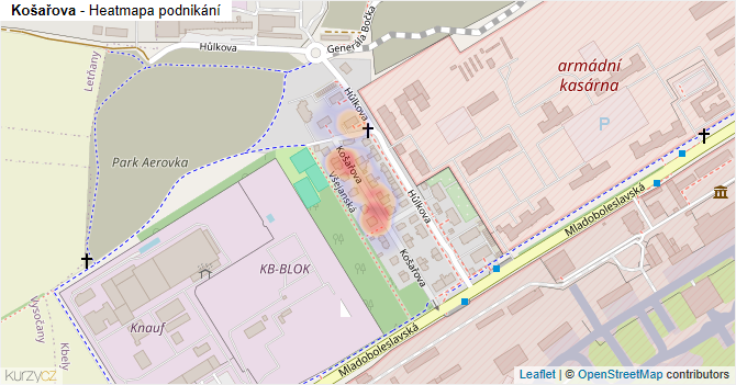 Košařova - mapa podnikání