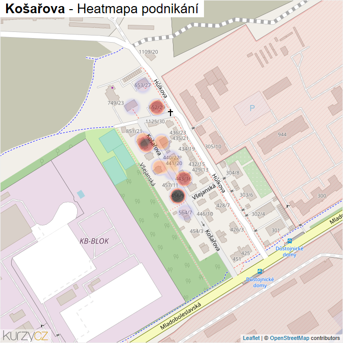 Mapa Košařova - Firmy v ulici.
