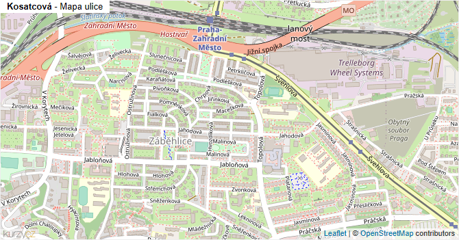 Kosatcová - mapa ulice