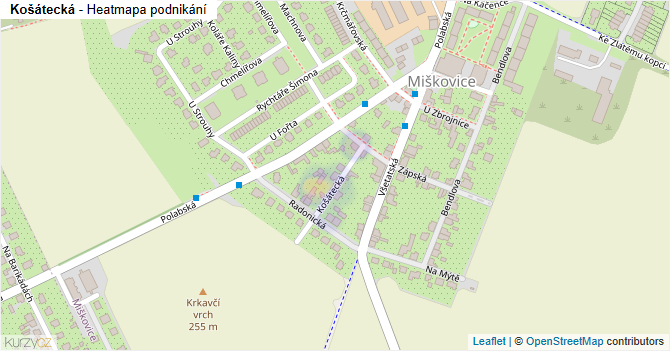 Košátecká - mapa podnikání