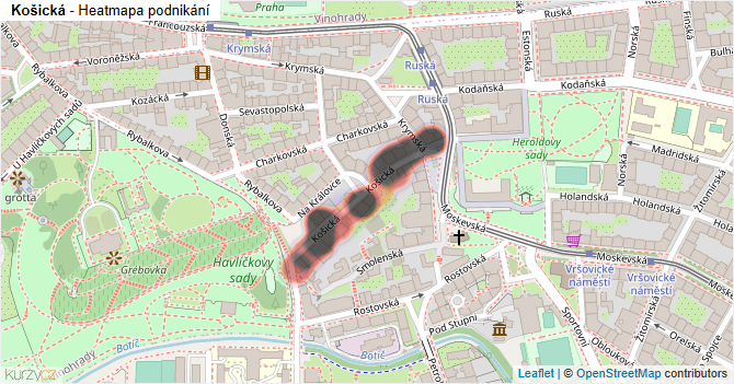 Košická - mapa podnikání
