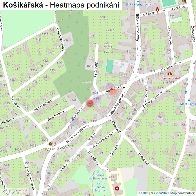 Mapa Košíkářská - Firmy v ulici.