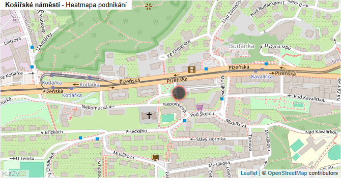 Košířské náměstí - mapa podnikání