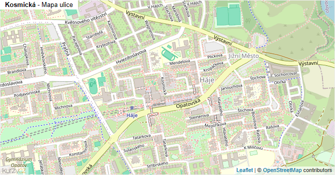 Kosmická - mapa ulice