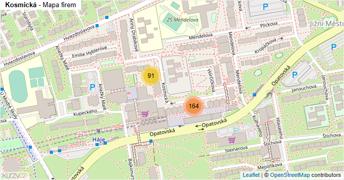 Kosmická - mapa firem