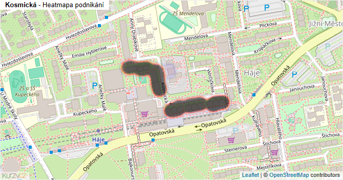 Kosmická - mapa podnikání