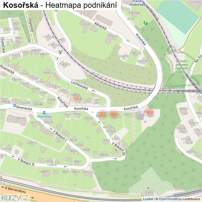 Mapa Kosořská - Firmy v ulici.