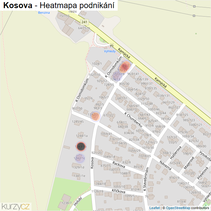 Mapa Kosova - Firmy v ulici.