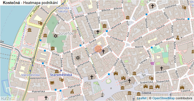 Kostečná - mapa podnikání