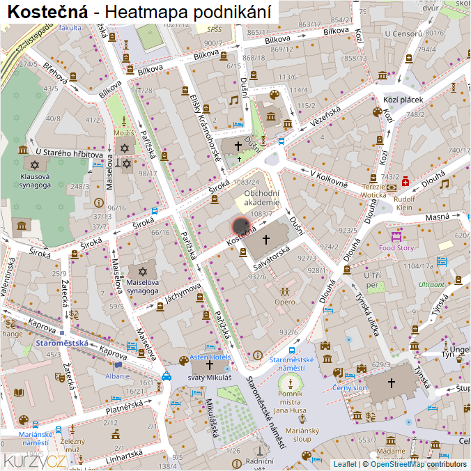 Mapa Kostečná - Firmy v ulici.