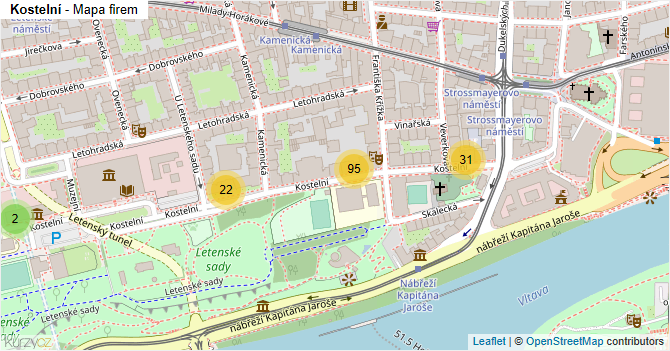 Kostelní - mapa firem