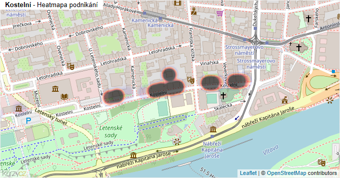 Kostelní - mapa podnikání
