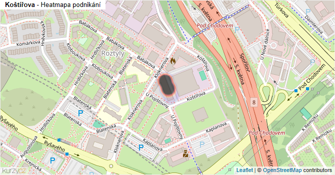 Koštířova - mapa podnikání
