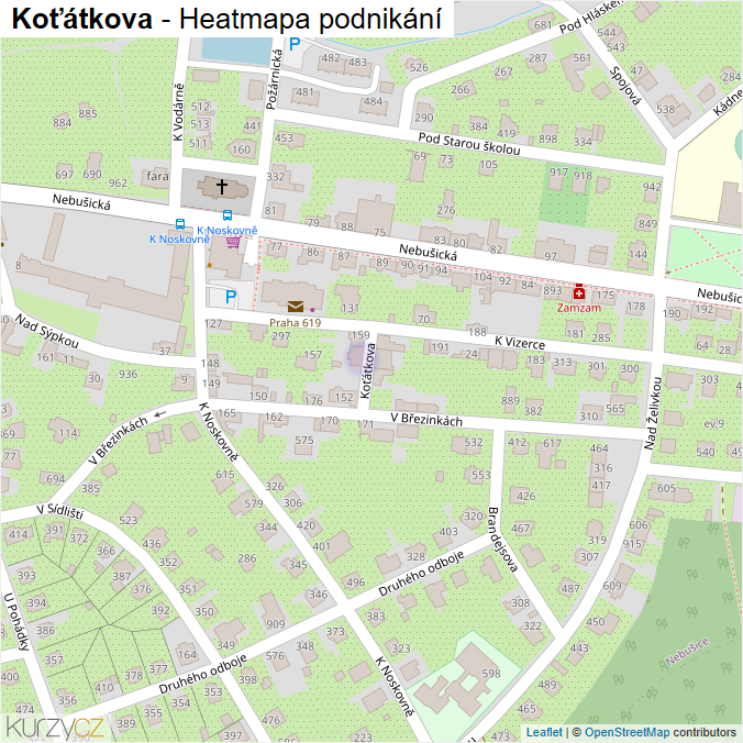 Mapa Koťátkova - Firmy v ulici.