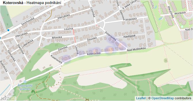 Koterovská - mapa podnikání