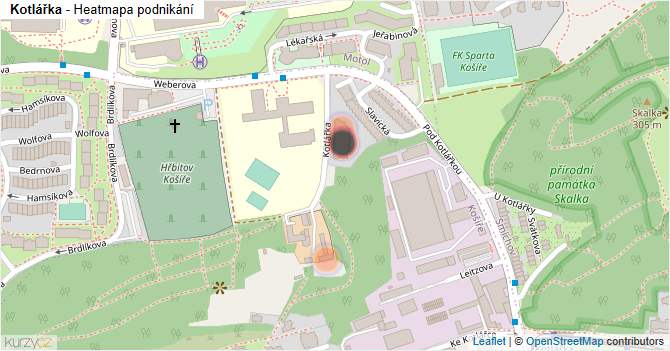 Kotlářka - mapa podnikání