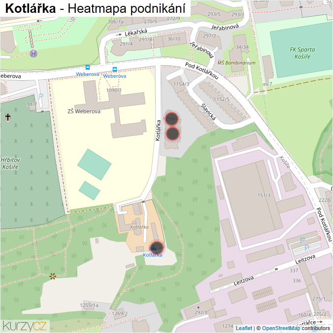 Mapa Kotlářka - Firmy v ulici.