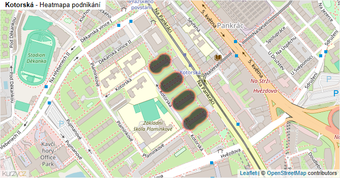 Kotorská - mapa podnikání