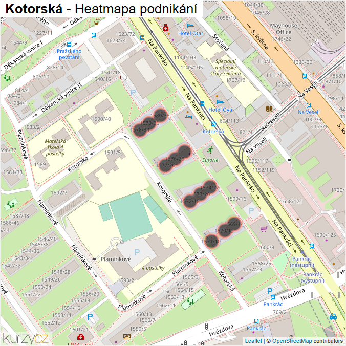 Mapa Kotorská - Firmy v ulici.