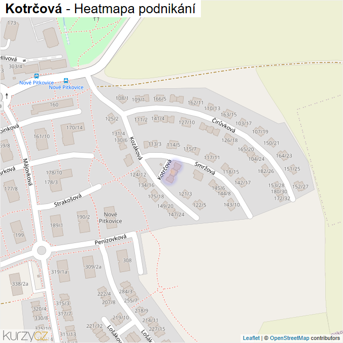 Mapa Kotrčová - Firmy v ulici.