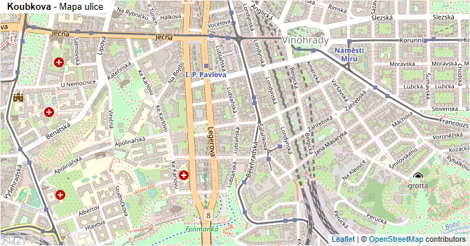 Koubkova - mapa ulice