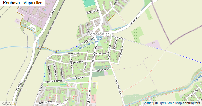 Koubova - mapa ulice