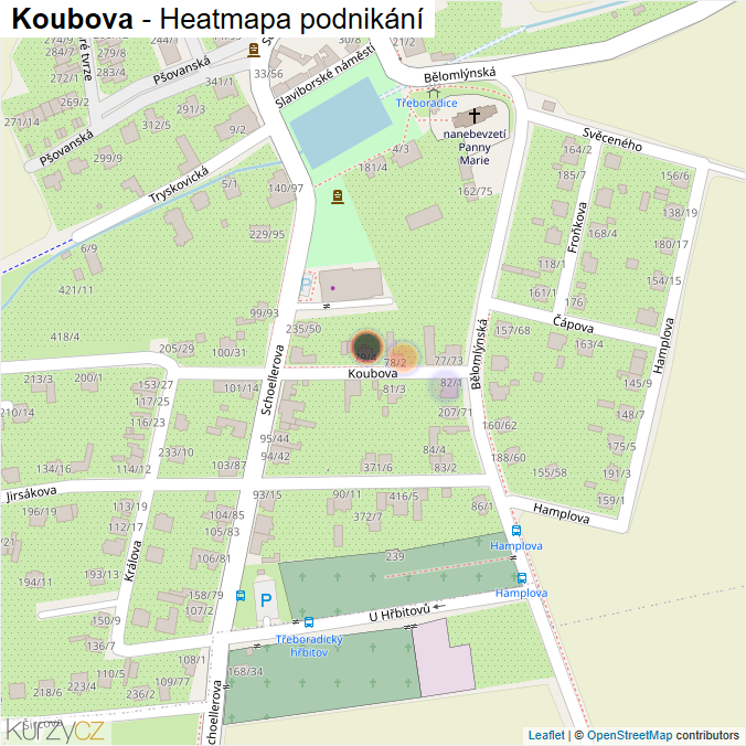Mapa Koubova - Firmy v ulici.