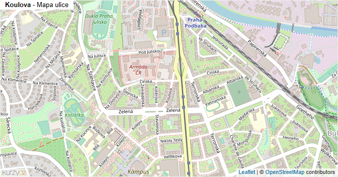 Koulova - mapa ulice