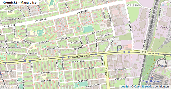 Kounická - mapa ulice