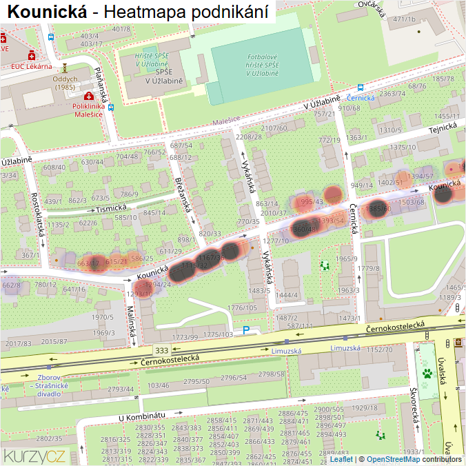 Mapa Kounická - Firmy v ulici.