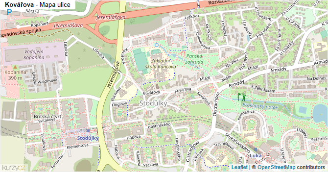 Kovářova - mapa ulice