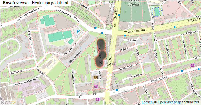Kovařovicova - mapa podnikání