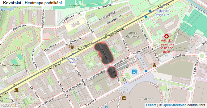 Kovářská - mapa podnikání