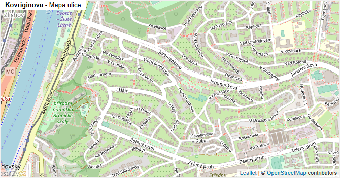 Kovriginova - mapa ulice
