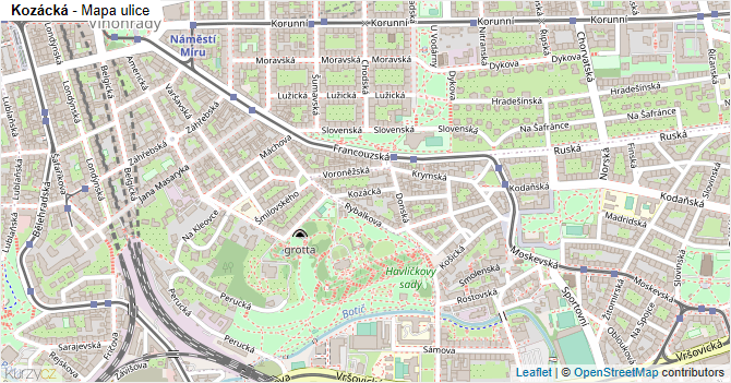 Kozácká - mapa ulice