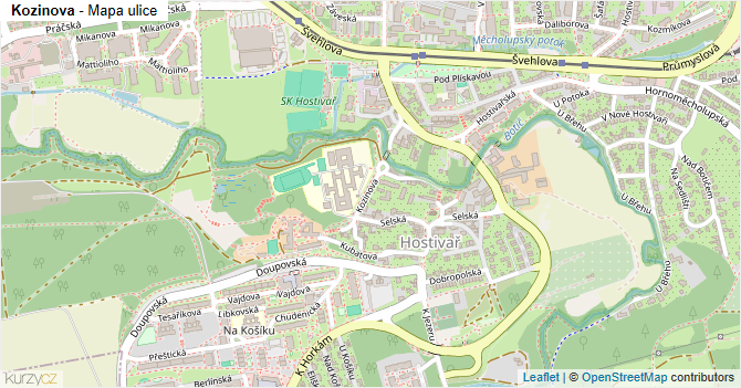 Kozinova - mapa ulice