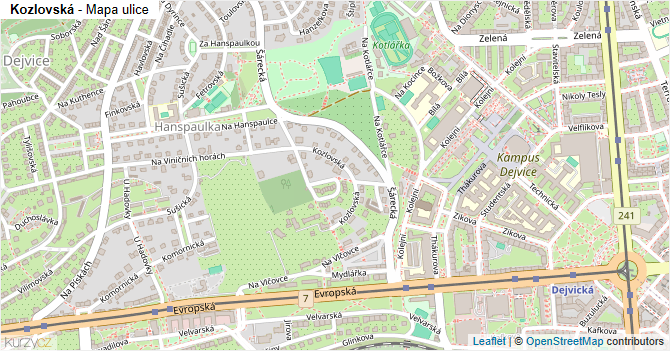 Kozlovská - mapa ulice