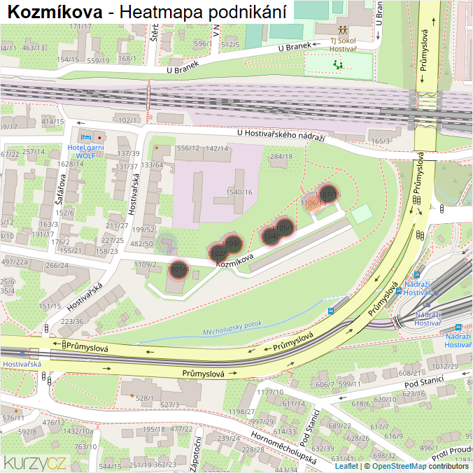Mapa Kozmíkova - Firmy v ulici.