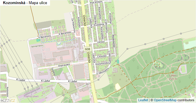 Kozomínská - mapa ulice