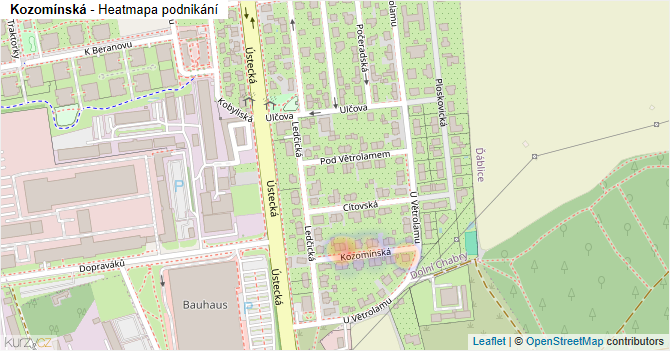 Kozomínská - mapa podnikání