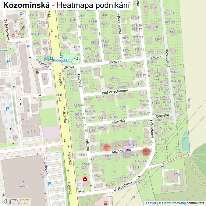 Mapa Kozomínská - Firmy v ulici.