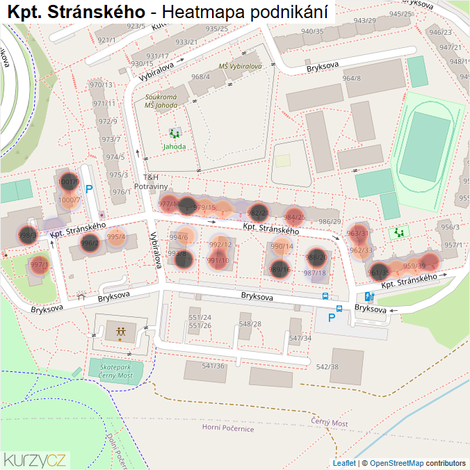 Mapa Kpt. Stránského - Firmy v ulici.